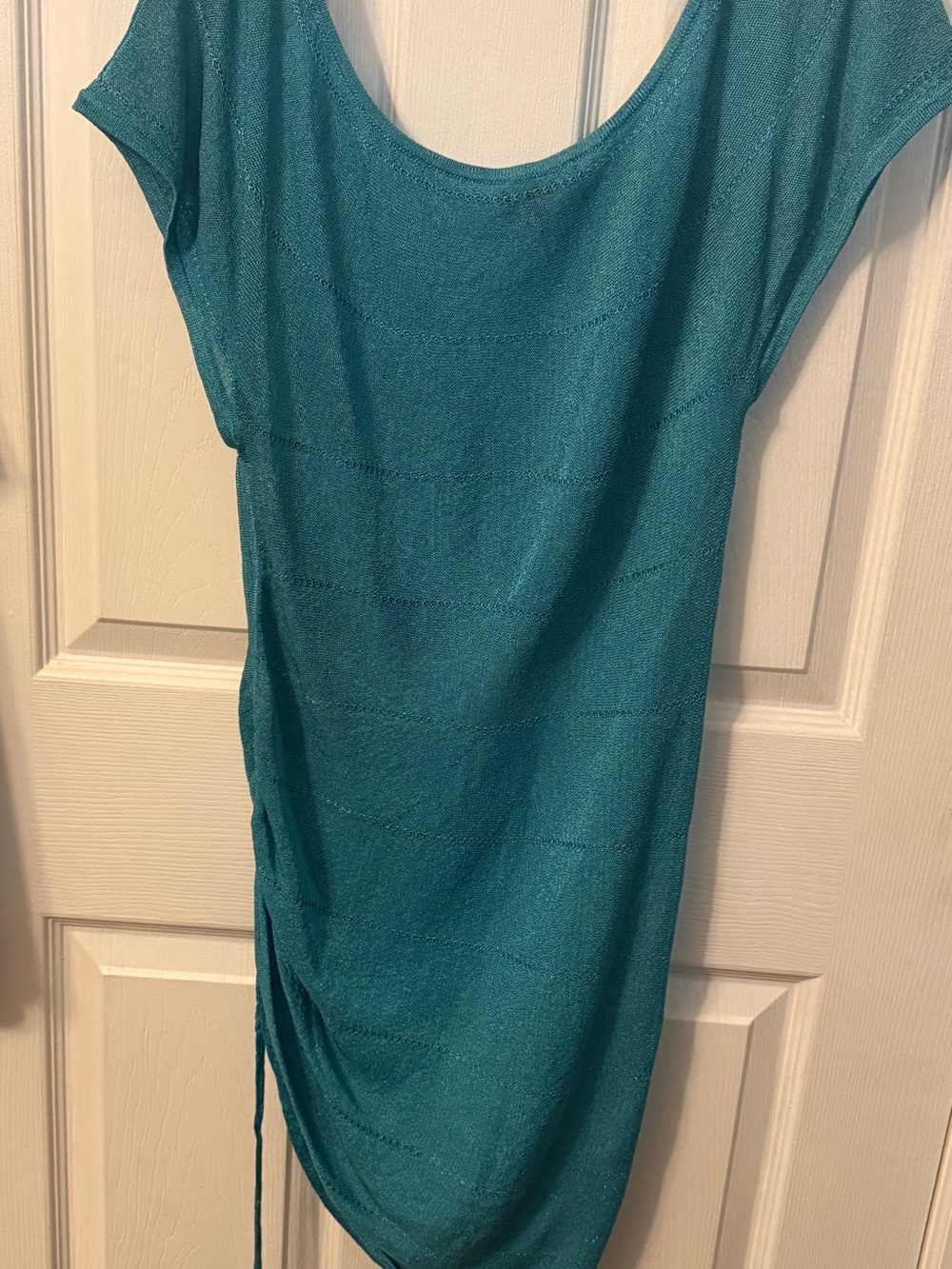 bebe Teal Knit Scoop Neck Dress
